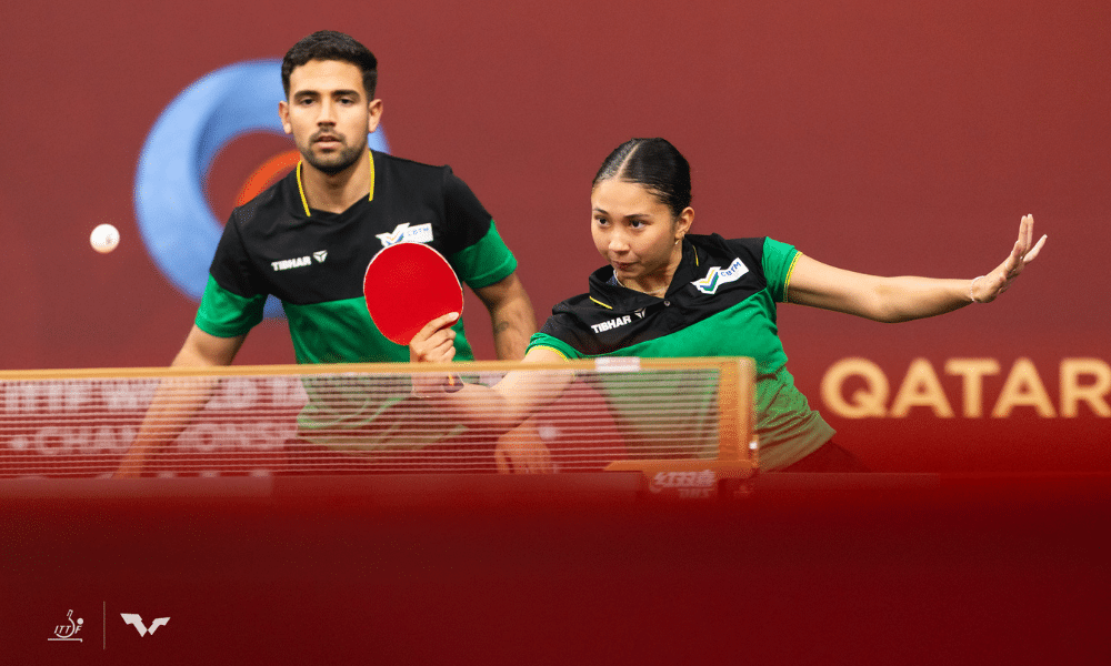 Guilherme Teodoro e Giulia Takahashi no Mundial de tênis de mesa