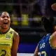 ANA CRISTINA COMEMORA PONTO EM PARTIDA CONTRA A ALEMANHA PELA LIGA DAS NAÇÕES DE VÔLEI FEMININO