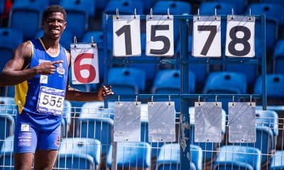Na imagem, Alexander Santa Cruz, que assumiu o topo do Ranking Mundial Sub-18 no salto triplo.