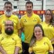 Na imagem, Evani Calado e Matheus Carvalho e a comissão técnica do Brasil.