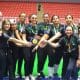 Na imagem, time do ICEMAT feminino mostrando o troféu conquistado.