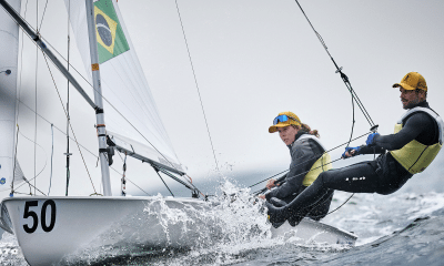 Juliana Martins Duque e Rafael Britto Silva durante o Mundial 470 na Polônia
