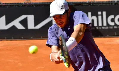 Matheus Pucinelli em partida no Challenger de Santa Fé, na Argentina