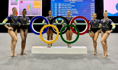 Equipe feminina do Brasil no Pan de ginástica artística 2025 com Gabriela Barbosa, Julia Coutinho, Gabi Bouças, Thais Fidélis, Rebeca Procópio e Luiza Abel