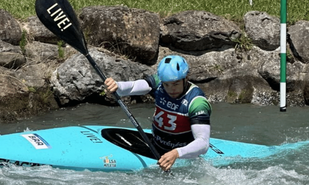 Pepê Gonçalves durante a Etapa de Pau da Copa do Mundo de canoagem slalom