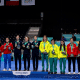 Bruna Alexandre junto da equipe brasileira no pódio dos Jogos Pan-Americanos. Atleta está em litígio com a CBTM