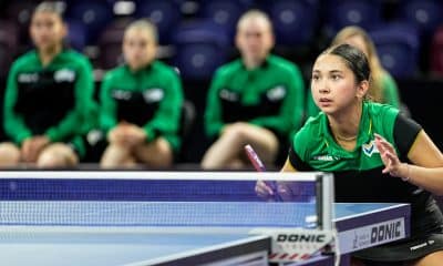 Giulia Takahashi e equipe feminina do Brasil na final por equipes do Sul-Americano de Tênis de Mesa