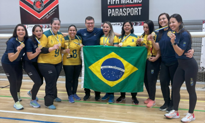 Jogadoras da Seleção Brasileira Feminina de goalball na Malmö Cup
