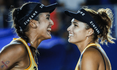 Hegê e Vitória em ação no Vôlei de Praia