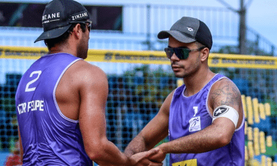 Vitor Felipe e Guto durante a terceira etapa do Brasileiro de vôlei de praia