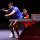 Hugo Calderano e Bruna Takahashi em jogo do WTT Star Contender de Ljubljana