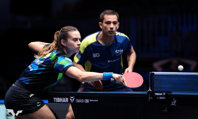 Hugo Calderano e Bruna Takahashi junto no WTT Star Contenderde Ljubliana