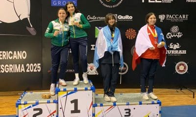 Ana Luiza Motta e Olivia Grahl fazem dobradinho no sabre feminino sub-13 no sul-americano infantil de esgrima