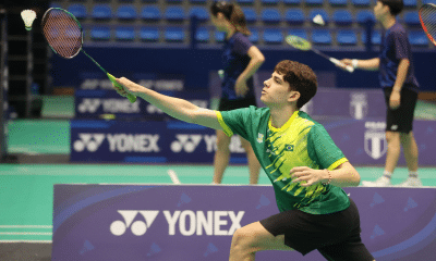 Joaquim Mendonça, do Brasil, em jogo do Pan-Americano Júnior de badminton