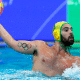 Gustavo Grummy Guimarães em treino da seleção de polo aquático no mundial de esportes aquáticos