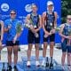 Letícia Freitas e a guia Pâmela Oliveira subiram no pódio para ganhar a medalha de prata na etapa de Magog da Copa do Mundo de paratriatlo (Ivan Razeira:Triathlon Brasil)