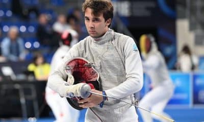Paulo Morais em ação no Mundial de Esgrima (CBE)