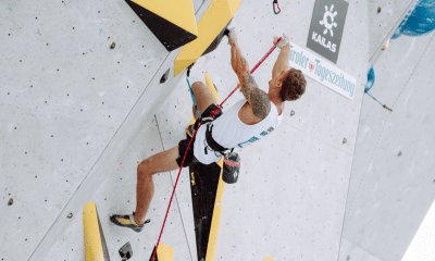 Felipe Ho em prova da Copa do Mundo de escalada