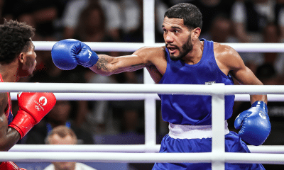 Luiz Gabriel de Oliveira, o Bolinha, em luta da Copa do Mundo de boxe