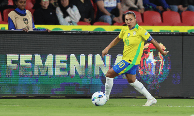 Marta no jogo entre Brasil e Uruguai na semifinal da Copa América Feminina