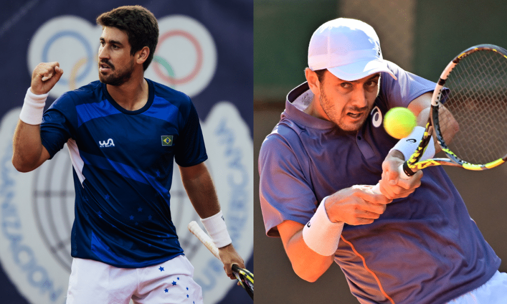 Orlando Luz e Matheus Pucinelli em jogos do ATP Challenger Tour