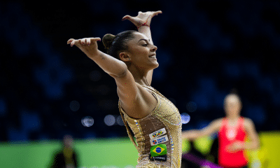 Babi Domingos durante a passagem do treino de pódio no Mundial de GR