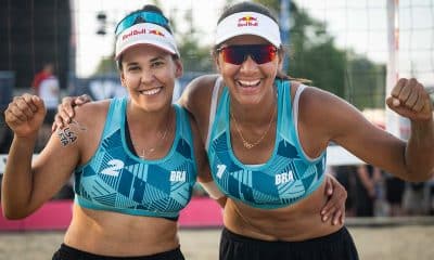 Duda e Ana Patrícia na semifinal do Elite 16 de Montreal de vôlei de praia