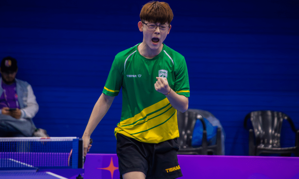 Leonardo Iizuka comemora e grita nos Jogos Pan-Americanos Júnior Assunção-2025
