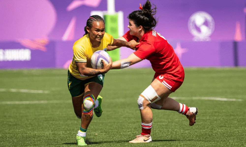 Claudinha Bochecha em jogo de Rugby sevens nos Jogos Pan-Americanos Júnior Assunção-2025