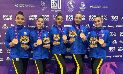 Conjunto de ginástica rítmica com o bronze na prova geral dos Jogos Pan-Americanos Júnior Assunção-2025