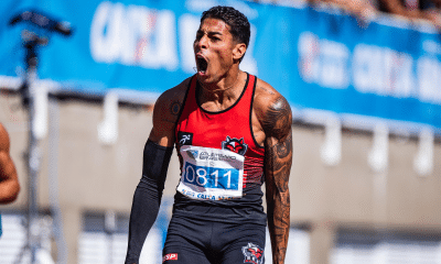 Lucas Vilar comemora vitória no Troféu Brasil de Atletismo nos 200m