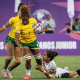 Raylanne Nascimento em jogo das Yarinhas do rugby sevens nos Jogos Pan-Americanos Júnior Assunção-2025