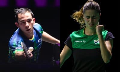 Hugo Calderano Bruna Takahashi com sua vitória final pan-americano tênis de mesa
