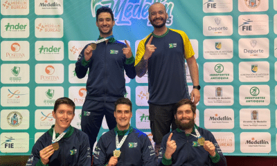 Brasil coqnuista o ouro na disputa por equipes masculino no Sul-Americano de esgrima
