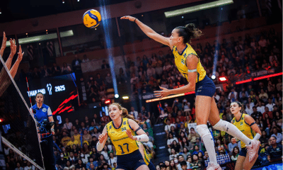 Gabi no jogo entre Brasil e Itália na semifinal do Mundial de vôlei feminino 2025