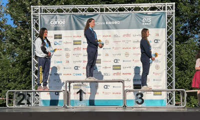 Ana Sátila no pódio da Copa do Mundo de canoagem slalom
