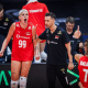 Karakurt grita para comemorar ponto da Turquia no Mundial de vôlei feminino