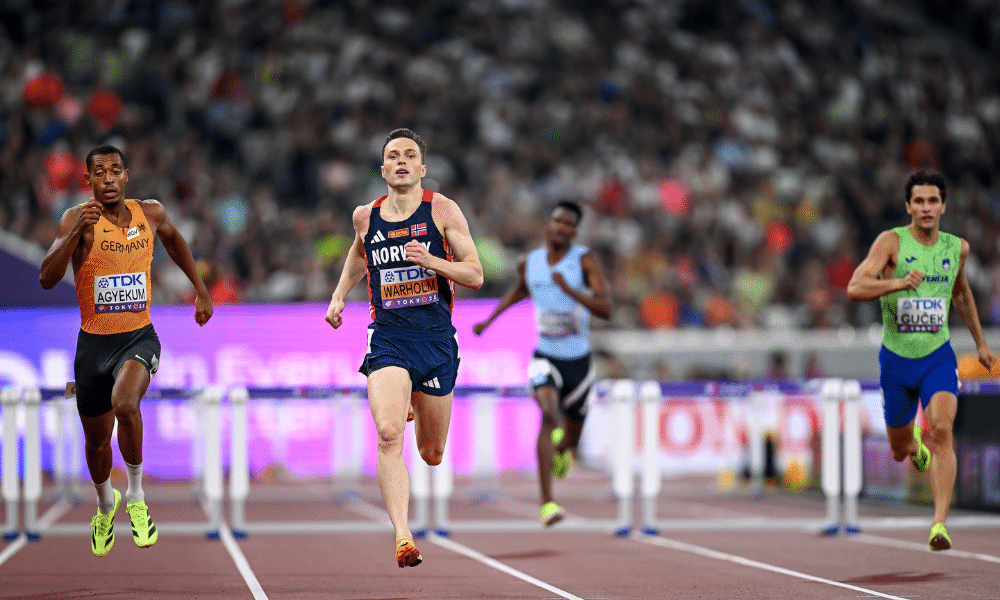 Karsten Warholm  Atletismo 400 metros com barreiras mundial de atletismo final