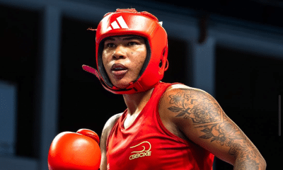 Viviane Pereira na luta por medalha em Liverpool, no Mundial de Boxe