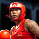 Viviane Pereira na luta por medalha em Liverpool, no Mundial de Boxe