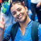 Alice Gomes durante a Copa do Mundo de Ginástica de Trampolim em Antibes, onde alcançou a semifinal do individual feminino