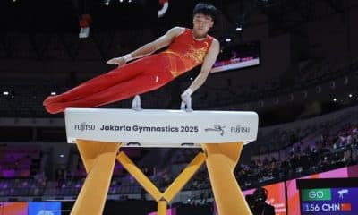 Hong Yanming conquistou a medalha de ouro no cavalo com alças no Mundial de ginástica artística