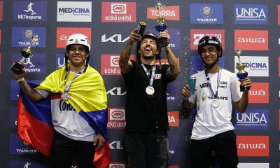 Luis Rincón, José Maligno Torres e Gustavo Bala Loka sobrem ao pódio no Internacional de BMX Park 2025, em Taubaté