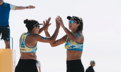 Thâmela e Vic vencem as duas partidas do dia no Elite 16 de Newport Beach - vôlei de praia