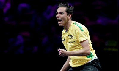 Hugo Calderano enfrenta Kanak Jha no WTT Champions de Montpellier