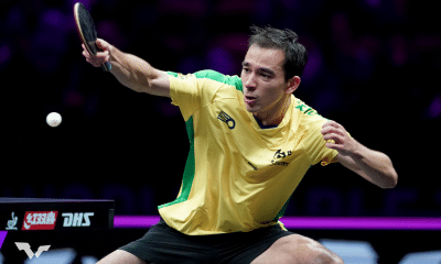 Hugo Calderano enfrenta Kanak Jha no WTT Champions de Montpellier