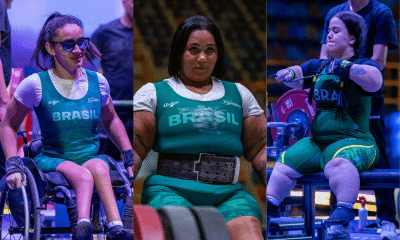 Lara de Lima, Tayana Medeiros e Mariana D'Andrea no Mundial de Halterofilismo