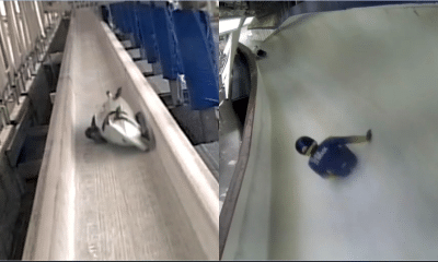 Copa América de Bobsled - trenó do brasil tomba em whistler e atleta cai do carro