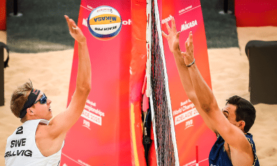 O brasileiro André no bloqueio contra o sueco Hellvig