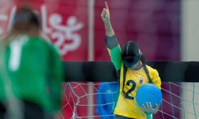Na imagem, Brasil x México, no goalball, pelo Parapan de Jovens Santiago 2025.